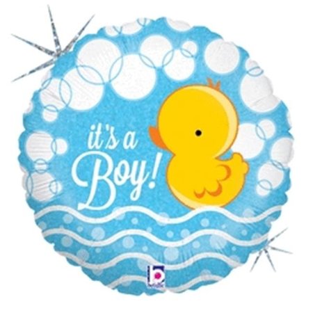 BETALLIC Betallic 64608 18 in. Bubble Ducky Boy Holo Foil Balloon; Pack of 5 64608